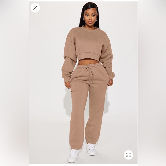 Fashion Nova Pants - Fashion Nova Make It Last Tan Sweatshirt & Jogger Set